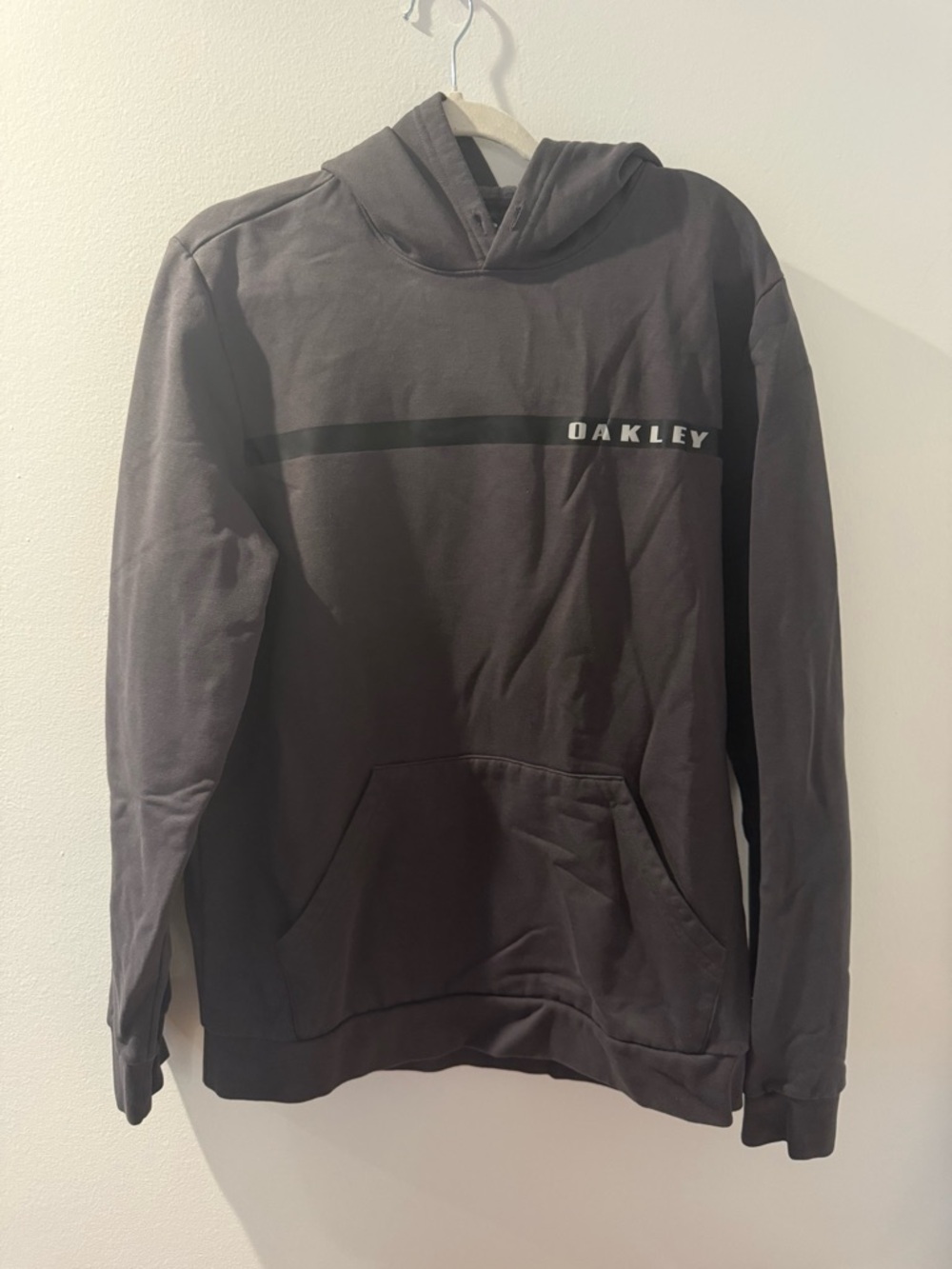 Oakley Dark Gray Hooded Sweatshirt with Chest Stripe